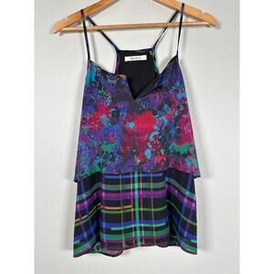 Robert Graham Womens Tank Top Size XS Flowy Tiered Floral Abstract